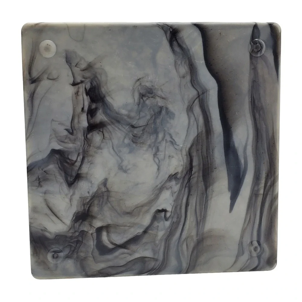 Hickok Trinket Box Gray Marbleized Acrylic Stag Deer Relief Vintage MCM Decor